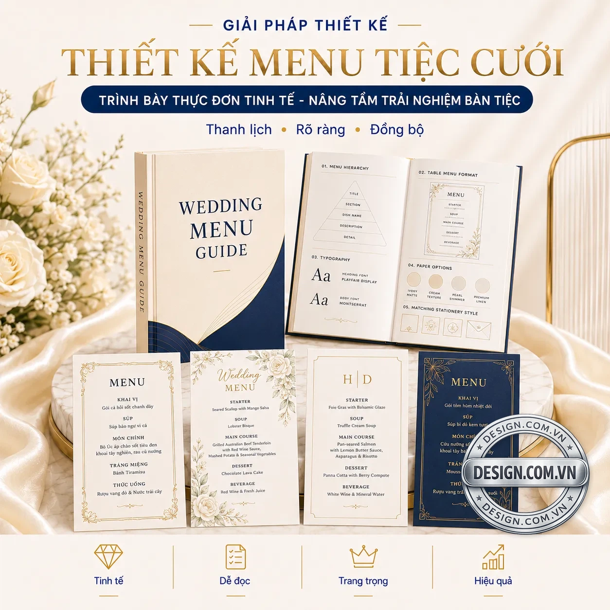 Thiết kế menu tiệc cưới