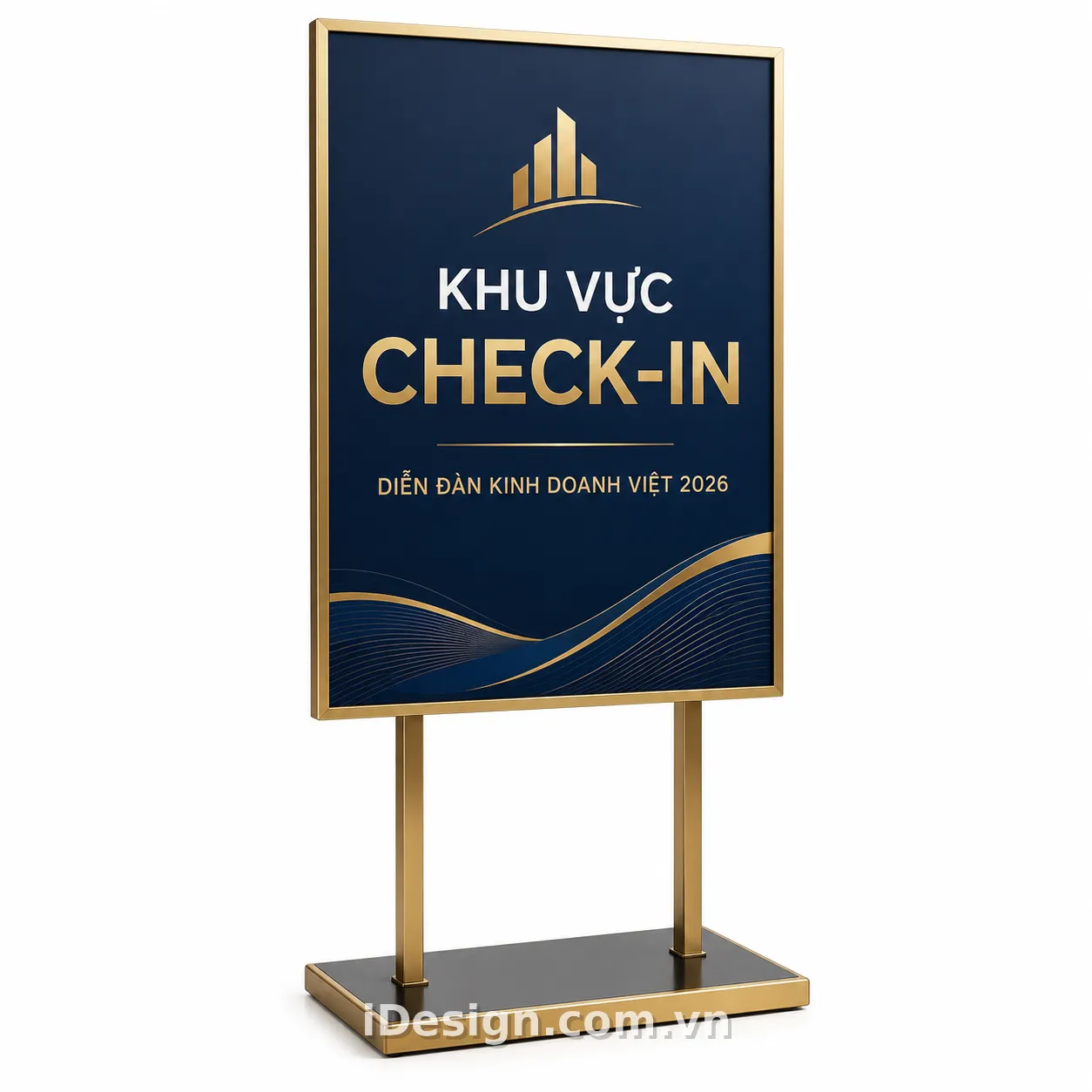 Biển Check In Diễn Đàn Kinh Doanh 2026: tối ưu typography và hierarchy