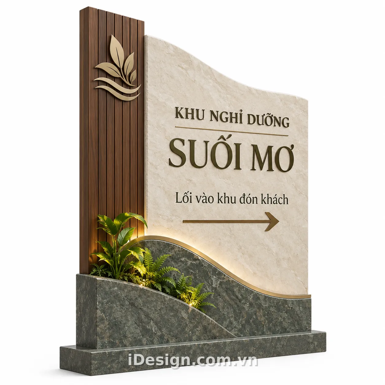 Biển Chỉ Dẫn Khu Nghỉ Dưỡng Suối Mơ: tối ưu typography và hierarchy