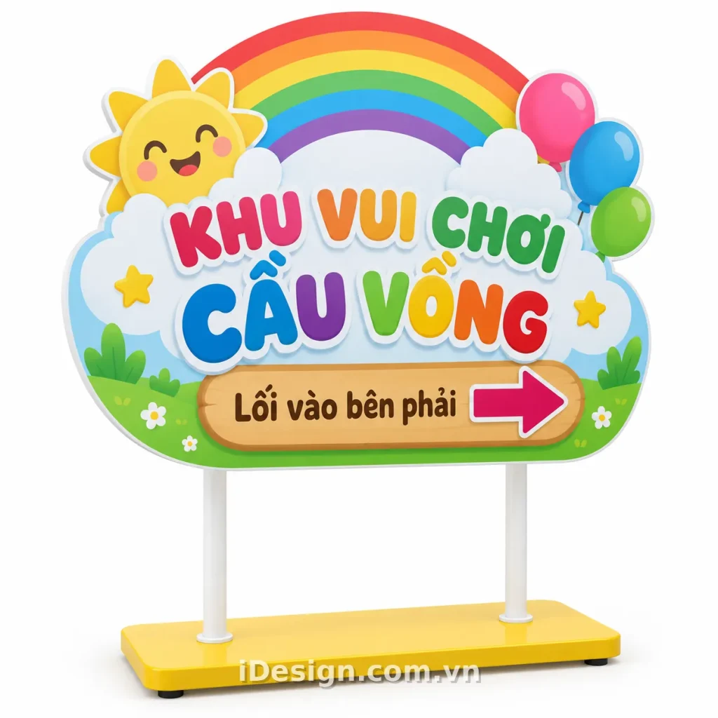 Biển Chỉ Dẫn Khu Vui Chơi Cầu Vồng: tối ưu typography và hierarchy