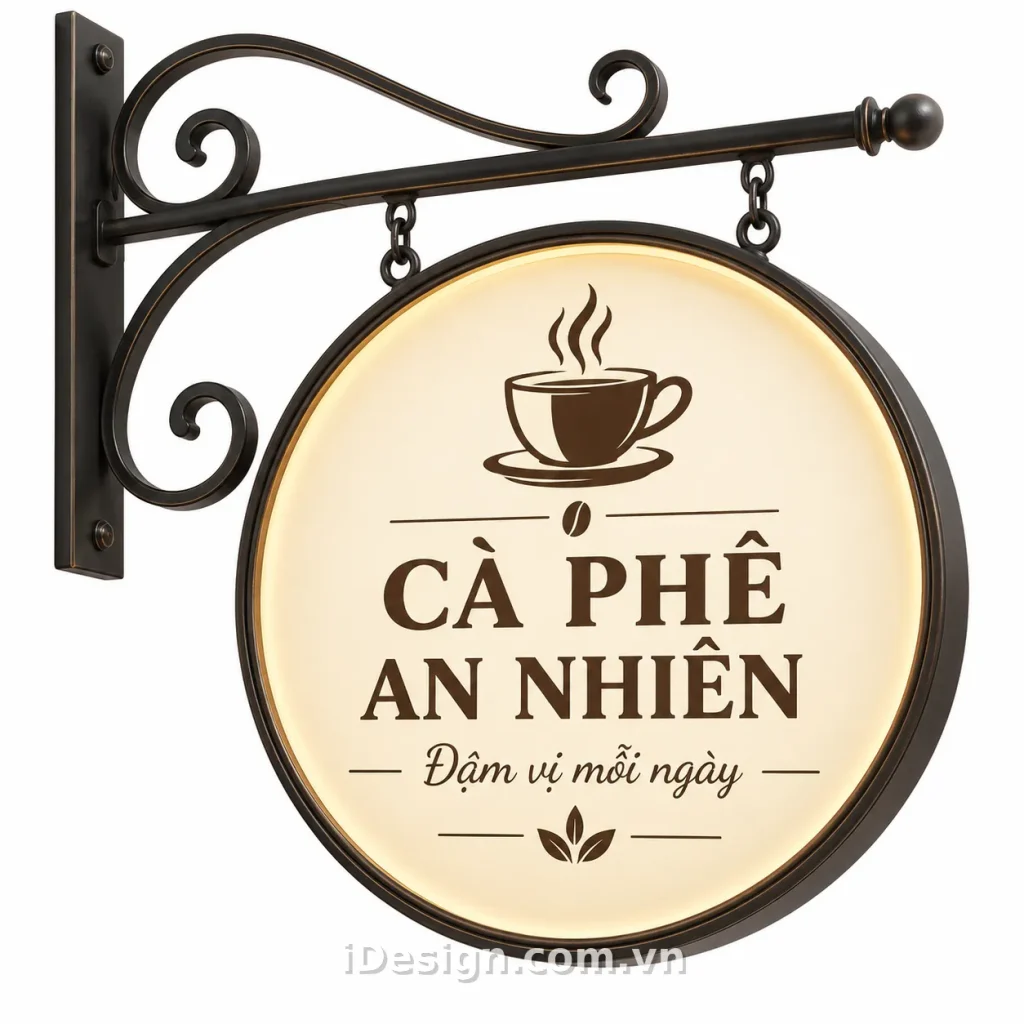 Biển Cà Phê An Nhiên Vintage: bố cục chuyên nghiệp và có điểm nhấn