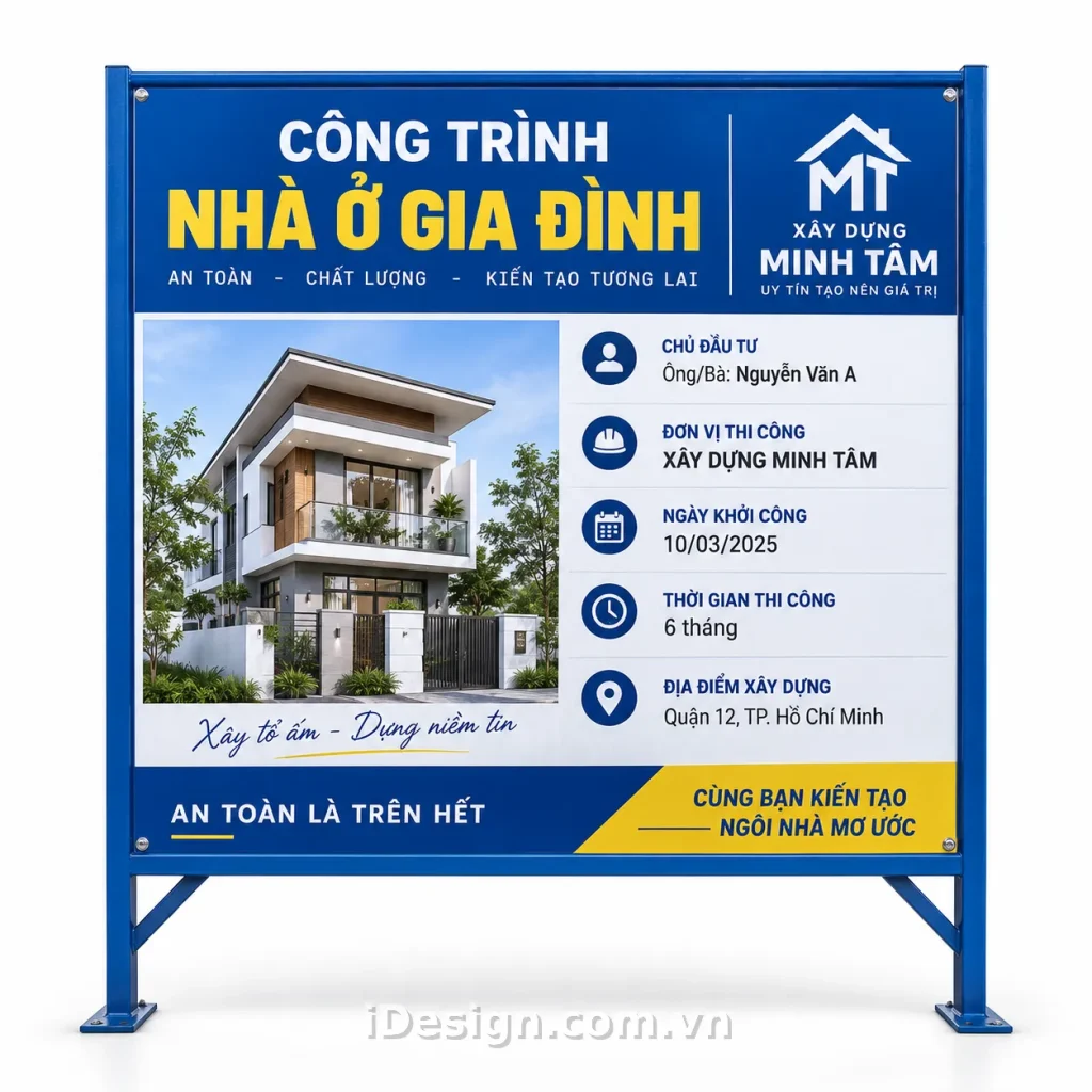 Biển Công Trình Nhà Ở Gia Đình Hiện Đại: tối ưu typography và hierarchy