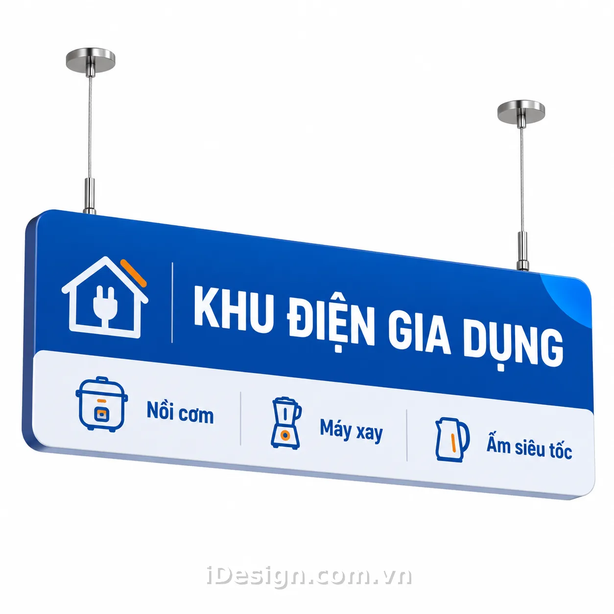 Biển Hiệu Khu Điện Gia Dụng Treo Trần: tối ưu typography và hierarchy