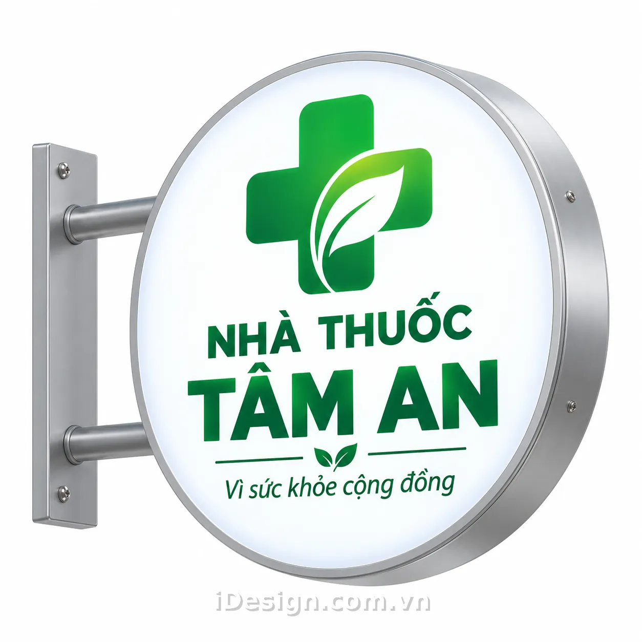 Biển Hiệu Nhà Thuốc Tâm An Phát Sáng: tối ưu typography và hierarchy