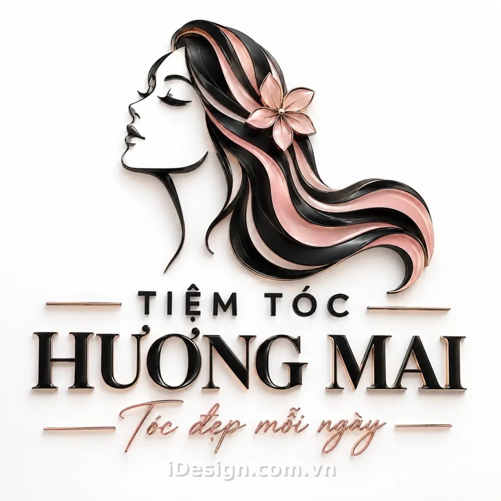 Biển Hiệu Salon Tóc Hương Mai Sang Trọng: tối ưu typography và hierarchy