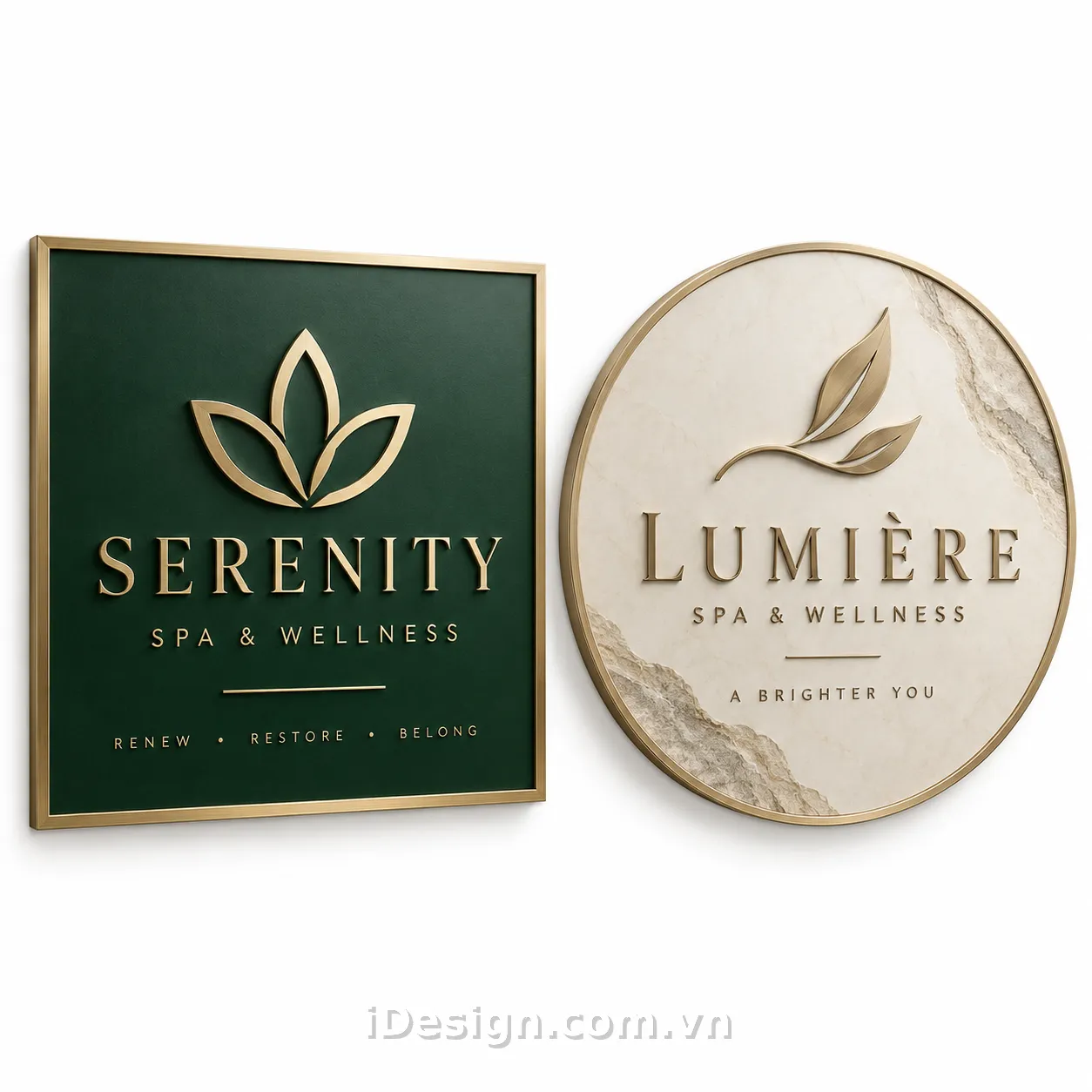 Biển Hiệu Spa Cao Cấp Serenity và Lumière: tối ưu typography và hierarchy