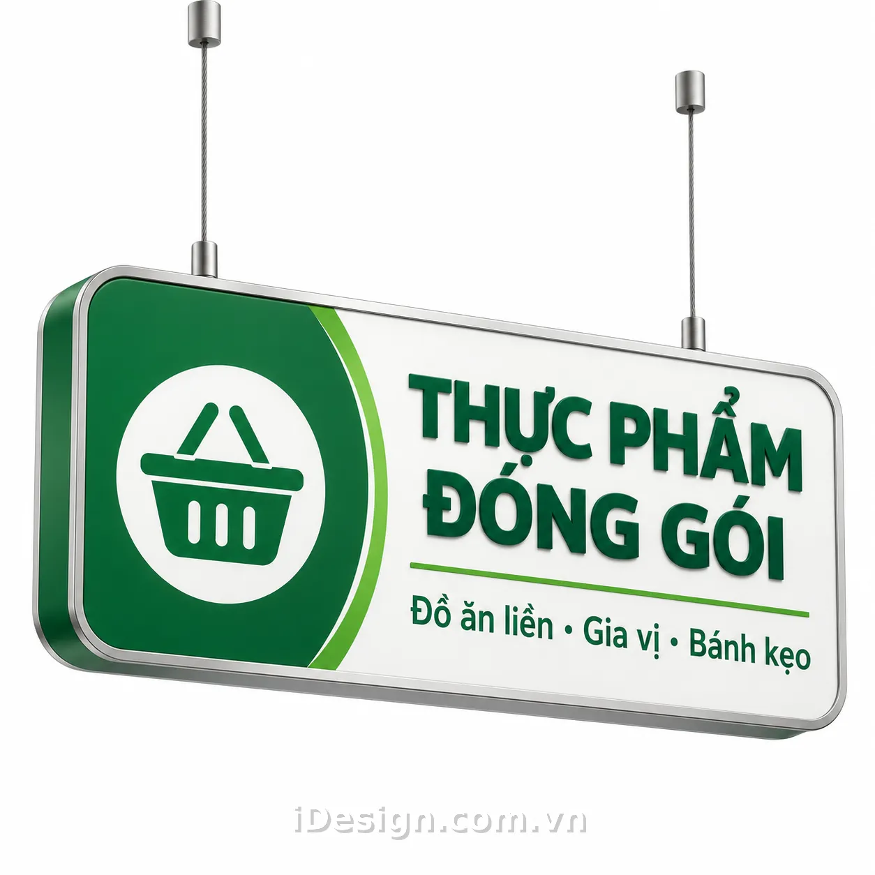 Biển Hiệu Thực Phẩm Đóng Gói Treo Trần: tối ưu typography và hierarchy