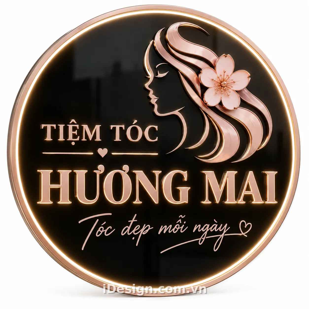 Biển Hiệu Tiệm Tóc Hương Mai Sang Trọng: tối ưu typography và hierarchy