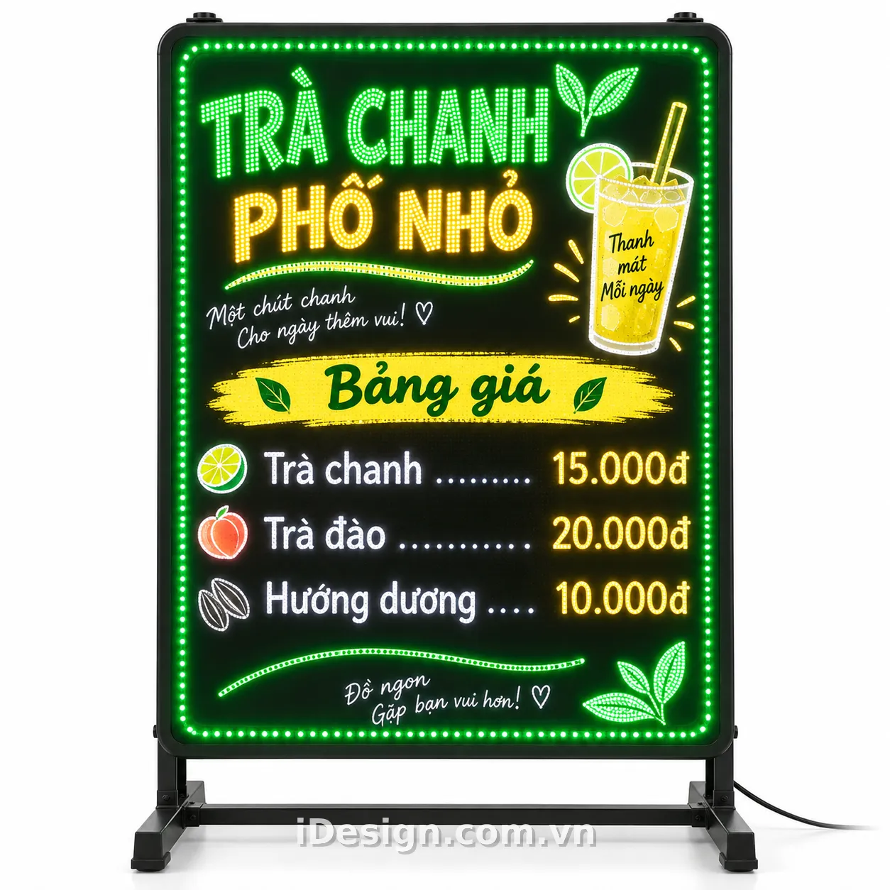 Mẫu Biển LED Trà Chanh Phố Nhỏ: xây hệ thị giác rõ ràng, hiện đại
