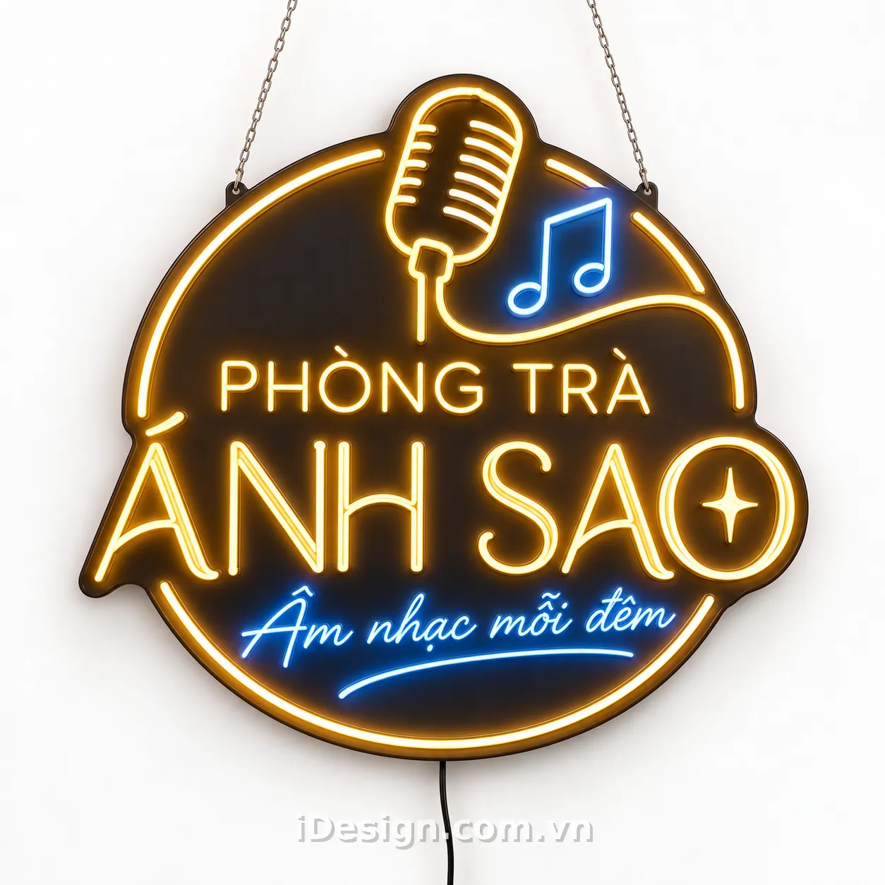 Mẫu Biển Neon Phòng Trà Ánh Sao: xây hệ thị giác rõ ràng, hiện đại