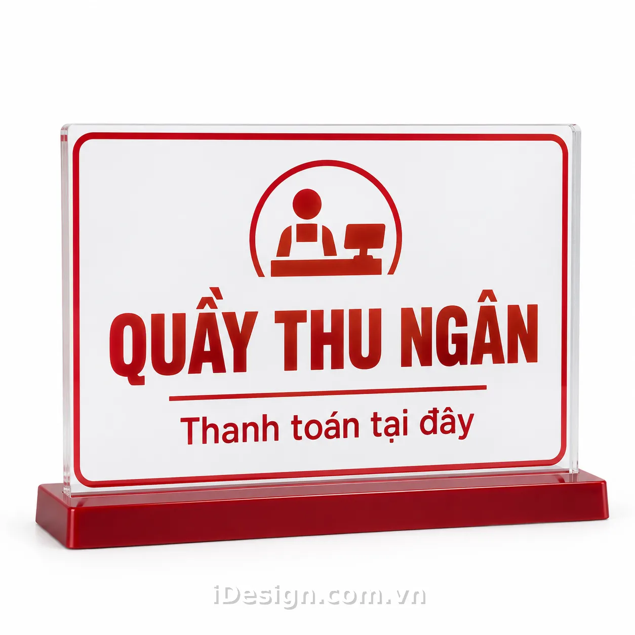 Biển Quầy Thu Ngân Acrylic Đỏ Trắng: tối ưu typography và hierarchy