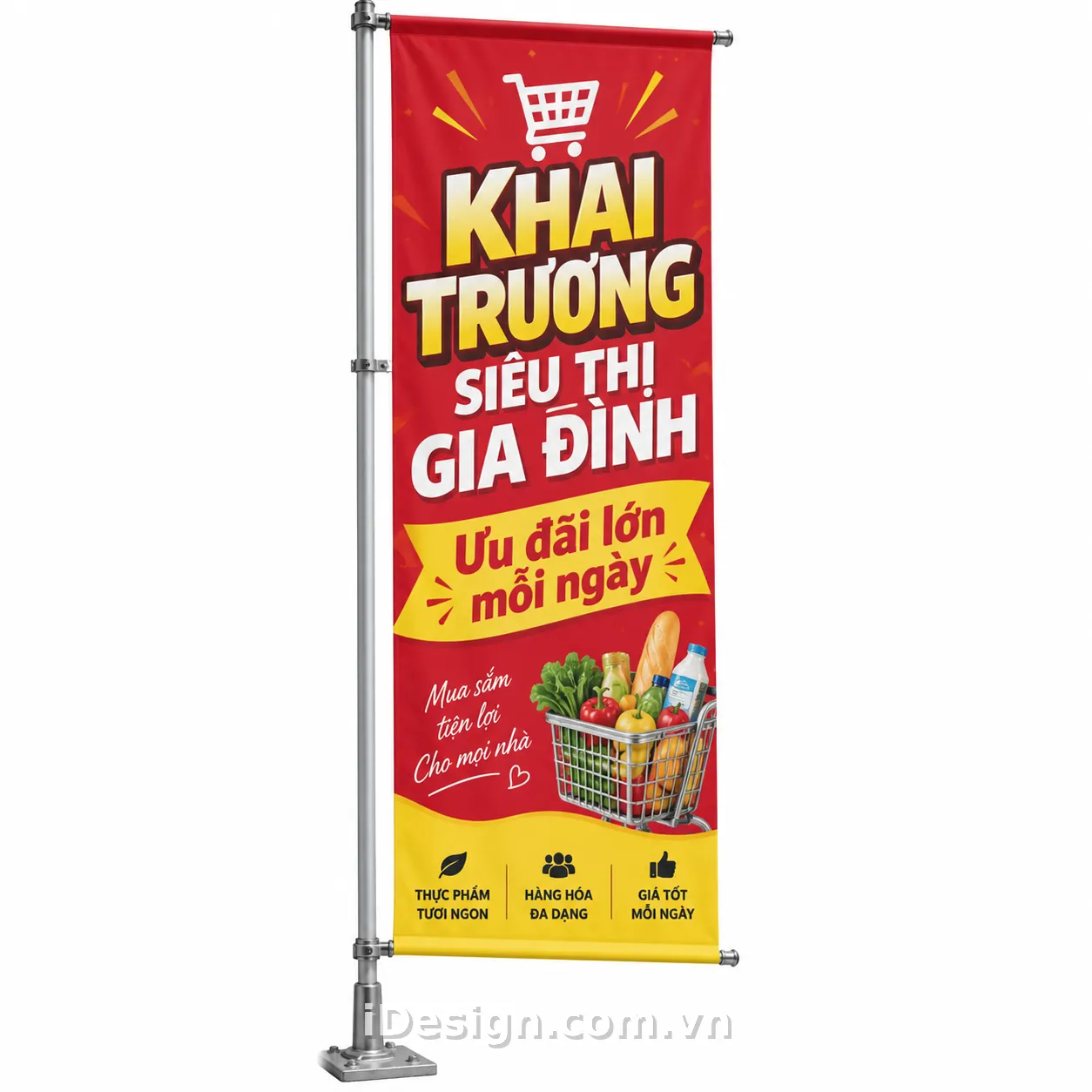 Băng Rôn Khai Trương Siêu Thị Gia Đình: tối ưu typography và hierarchy