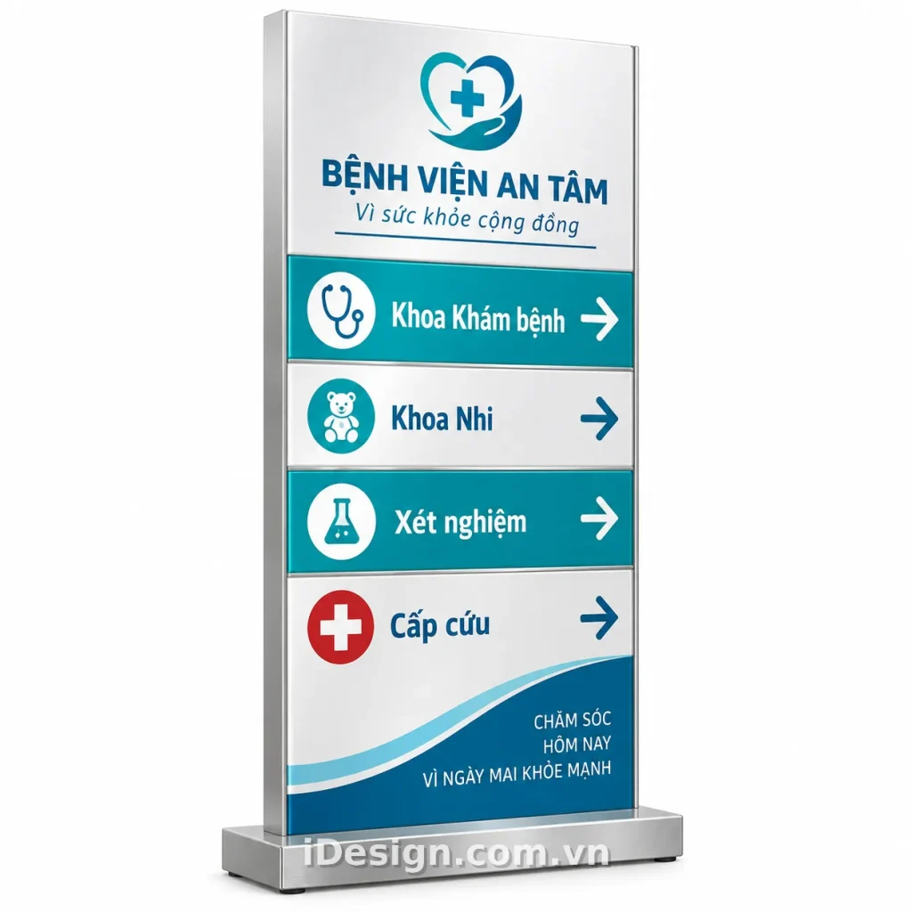 Mẫu Bảng Chỉ Dẫn Bệnh Viện An Tâm: gợi ý concept nhận diện phù hợp