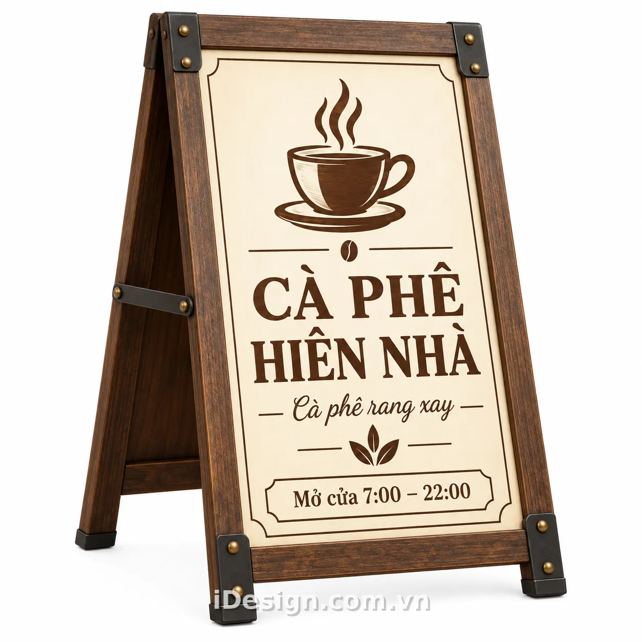 Bảng Hiệu Cà Phê Gỗ Phong Cách Vintage: tối ưu typography và hierarchy
