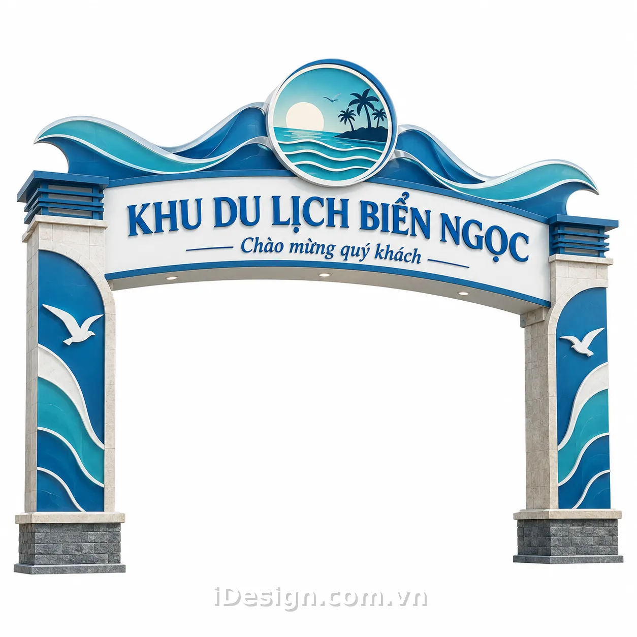 Cổng Chào Khu Du Lịch Biển Ngọc: xây hệ thị giác rõ ràng, hiện đại