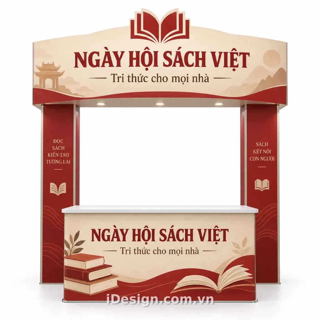 Gian Hàng ngày Hội Sách Việt: bố cục chuyên nghiệp và có điểm nhấn